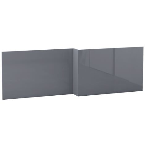 Aquariss Bathroom Gloss Grey Moisture Resistant Wooden Adjustable Height Bath Panel 1700mm L Shape Front Panel
