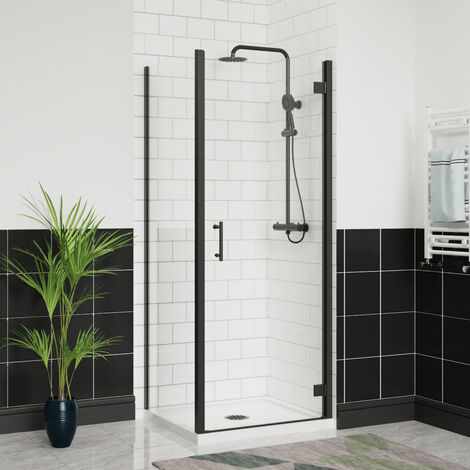 Aquariss Hinged Shower Door+Side Panel Matte Black 700x800