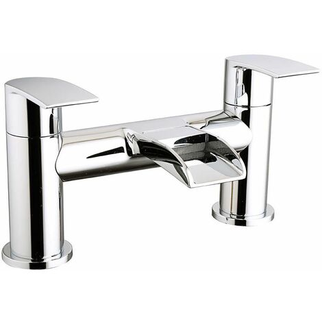 Aquariss Modern Bathroom Waterfall Monobloc Bath Filler Mixer Tap Chrome Brass Double Lever Tub Tap