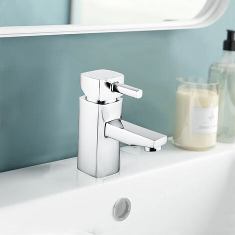 Aquariss Modern Mono Basin Mixer Tap Bathroom Sink Tap Chrome with UK Standard Hoses