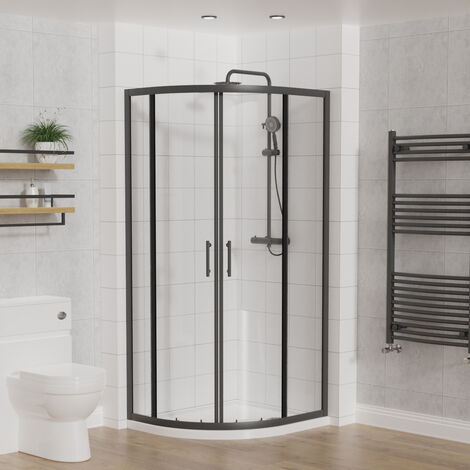 Aquariss Offset Quadrant Shower Enclosure Matt Black 900x760