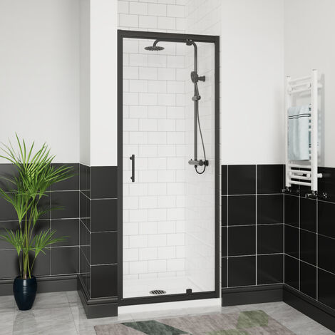 Aquariss Pivot Alloy Hinge Shower Door 760mm Matte Black