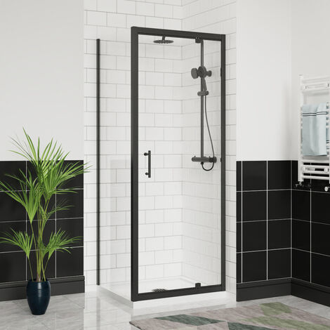 Aquariss Pivot Shower Door+Side Panel 760x1000 Matte Black