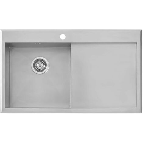 Aquariss Single Bowl Stainless Steel Inset Kitchen Sink Right Hand Drainer 860x510mm