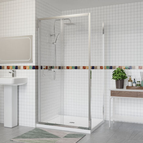 Aquariss Single Sliding Shower Door+Side Panel 1000x900 Chrome