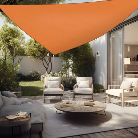 Aquariss Sun Shade Sail 5x5x5m Triangle Canopy Polyester UV Block with Free Rope Sunscreen Awning for Outdoor Garden Patio Yard Party - Orange