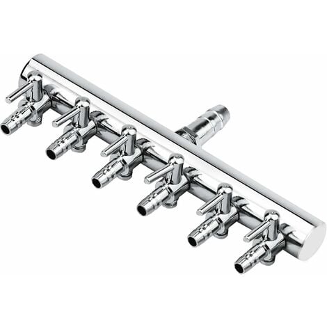 Aquarium Air Flow Splitter, 6 Voies Fish Tank Soupape de contrôle de l'air en Acier Inoxydable, 4mmAquarium Oxygen Distributor Fish Tank Pompe à air Accessoires LO-Ron