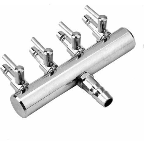 Aquarium Air Flow Splitter Fish Tank Soupape de Contrôle de l'air en Acier Inoxydable Aquarium Oxygen Distributor Fish Tank Pompe à air Accessoires(4 Voies)-Fei Yu