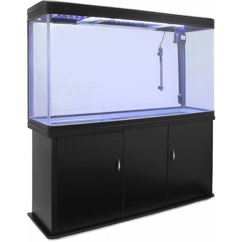 Monster-shop - MonsterShop – Aquarium à bords Noir de 300 Litres, Meuble de Support noir, d'une dimension totale de 143,5 cm de Haut x 120,5 cm de