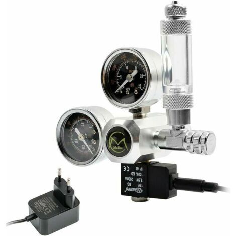 READCLY Aquarium-CO2-Regler mit 12-V-Adapter, Aquarium-Druckminderer, Dual-Manometer inklusive Blasenzähler und Rückschlagventil, W21.8-Schnittstelle