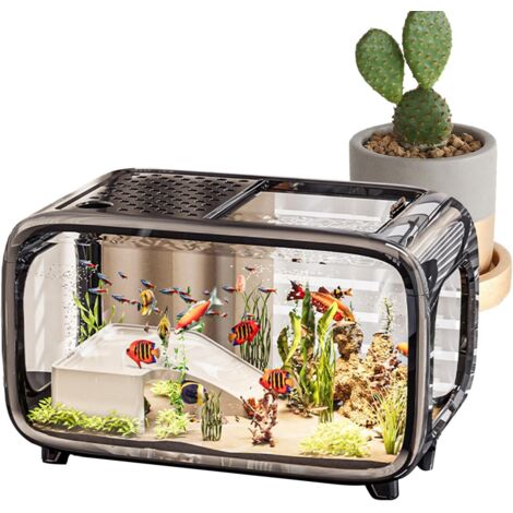 Aquarium de Bureau - Bocal Paysager pour Poissons - Récipient en Acrylique