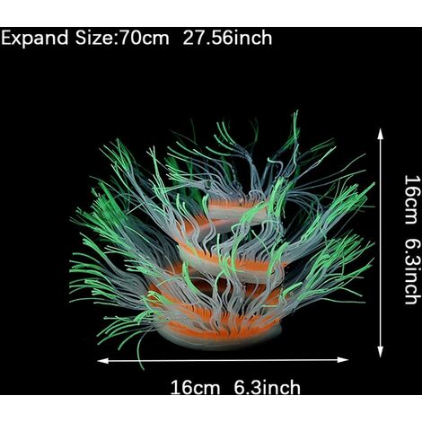 Aquarium D&eacute;coration Am&eacute;nagement Paysager Poisson D&eacute;cor R&eacute;servoir Imitation Algues Silicone Mollusque Aquarium Corail Ornement Artificiel Fluorescent Plantes pour Poissons Am&eacute;nagement