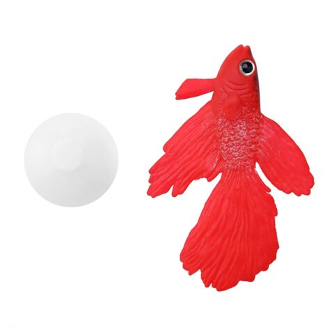 Aquarium Décoration Drle Artificielle Silicone Petit Poisson Fish Tank Ornement Rouge Betta Poisson