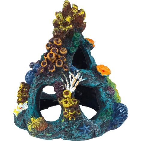Aquarium Decorations Resin Coral Rock Mountain Cave Fish Tank Decor Ornaments Fish House for Betta Rest Hide Play Breed(Random color)