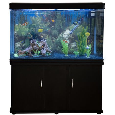 Aquarium Fish Tank & Cabinet with Complete Starter Kit - Black