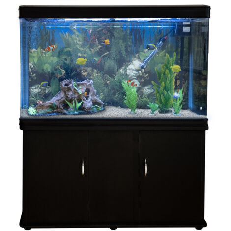 Aquarium Fish Tank & Cabinet with Complete Starter Kit - Black
