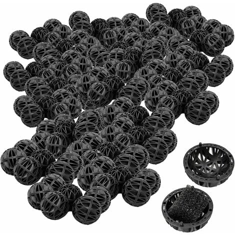 Aquarium Fish Tank Filtre Bio Boules Filtration d'Aquarium Bio Ball Durable Facile à Nettoyer Réduit Nombre de Changements d'eau, pour Filtre Externe, Aquarium, étang, Aquarium（Noir 26 mm 50 Pièces ）LO-Ron