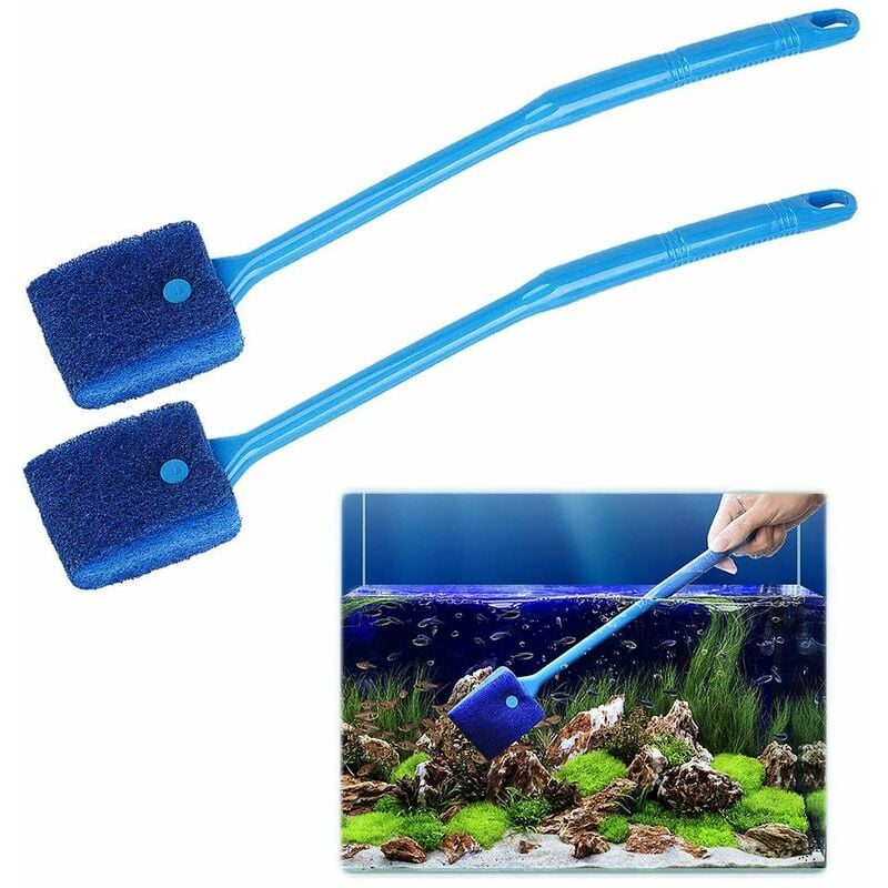 Aquarium glass wiper, aquarium glass cleaning, aquarium cleaning sponge 40 cm, blue 2 pieces