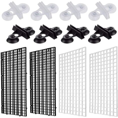 Aquarium Grid, Plastic Aquarium Divider, Aquarium Separators, 4 Pieces Aquarium Divider for Fish Tank, with 8 Suction Cup Clips, to Keep Different Fighting Fish Separated