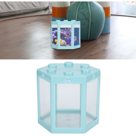 Aquarium Hexagonal Bleu avec Intérieur Ultra-Résistant