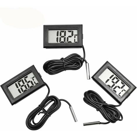Aquarium LCD Digital Display Thermometer with Waterproof Probe for Home Fish Tank Aquarium Marine Temperature Black 3 packs