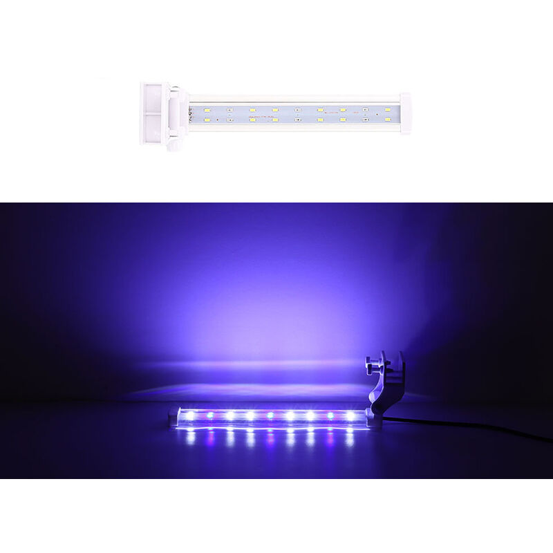 Asupermall - Aquarium Light Submersible Fish Tank Light Bleu Et Blanc Couleur Pince Aquarium Éclairage Led Fish Tank Clip Light, Eu Plug Type 2, 22CM