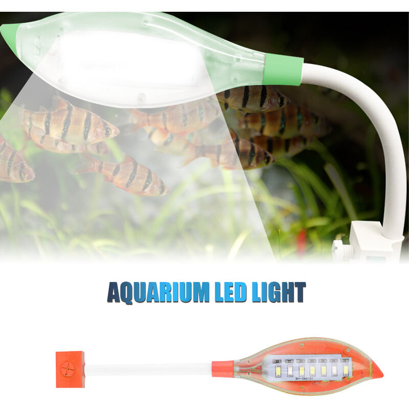 Aquarium Lumiere Led Petit Clip Light Pour Fish Tank Feuille Usb Forme Led Pour Aquarium Fish Tank Blanc Bleu Couleur D'Eclairage, Orange