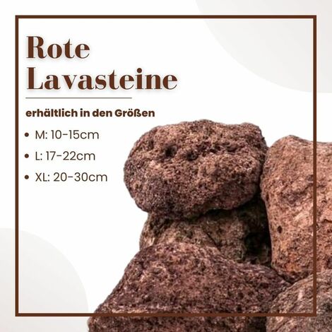 Aquarium Natursteine Lavastein rot 20 Kg Mix Größe M bis L