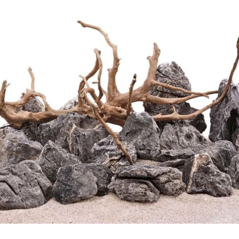 Aquarium Natursteine Wurzel 15kg Mini Landschaft  + Moorkienwurzel L