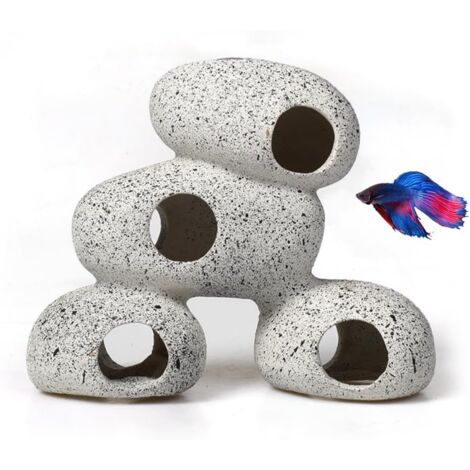 Aquarium Rock Decorations Resin Cichlids Rock with Artificial Moss Betta cave Betta Fish Tank Accessories Fish hides for Aquarium (Rock Cave)
