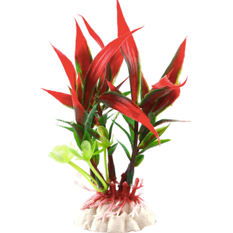 Aquarium Simulation De Paysage Plante Aquatique Lastics Ornemental Feuille De Bambou Bicolore Algue Courte, Rouge