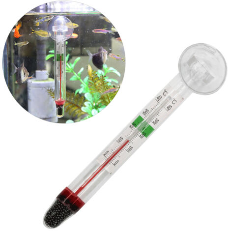 Aquarium Thermometer Submersible Glass Fish Tank Thermometer with Suction Cup for Water Temperature Measuring