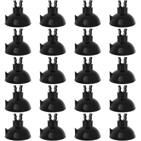 Aquarium Ventouses pour Tuyau Standard de 0,5cm d'épaisseur, Noir Accessoires pour l'aération des Aquariums, 20 pièces