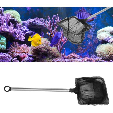 Aquariumkescher mit teleskopierbarem Edelstahlgriff und weichem Nylonnetz – zum sicheren Fangen von Fischen und Garnelen