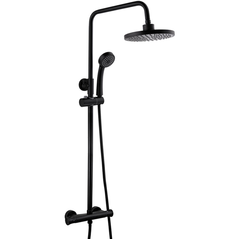 Black Round Exposed Adjustable Thermostatic Shower Set