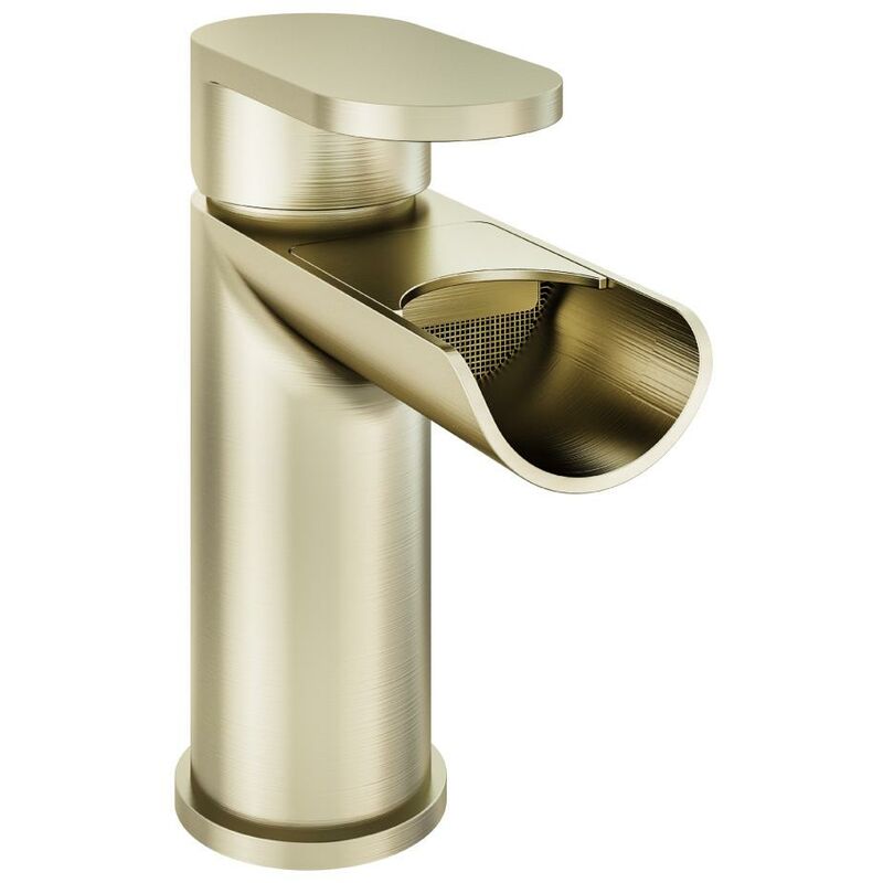 Aquarius - Horseshoe Waterfall Basin Mono Tap inc Waste Brushed Brass AQ791026