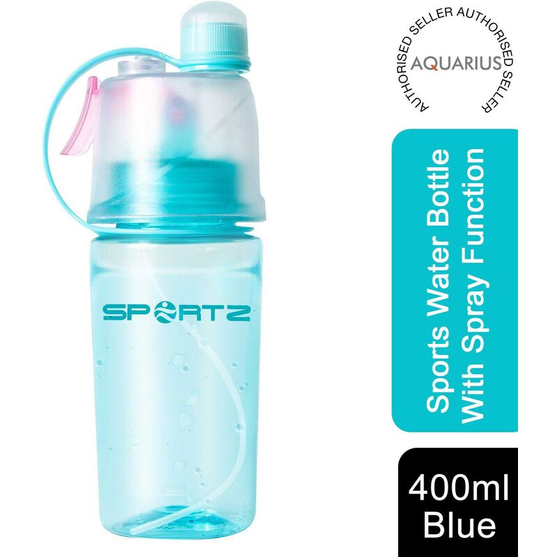 Aquarius Leak Proof Sports Water Bottle with Spray Function - 400ml (Blue)