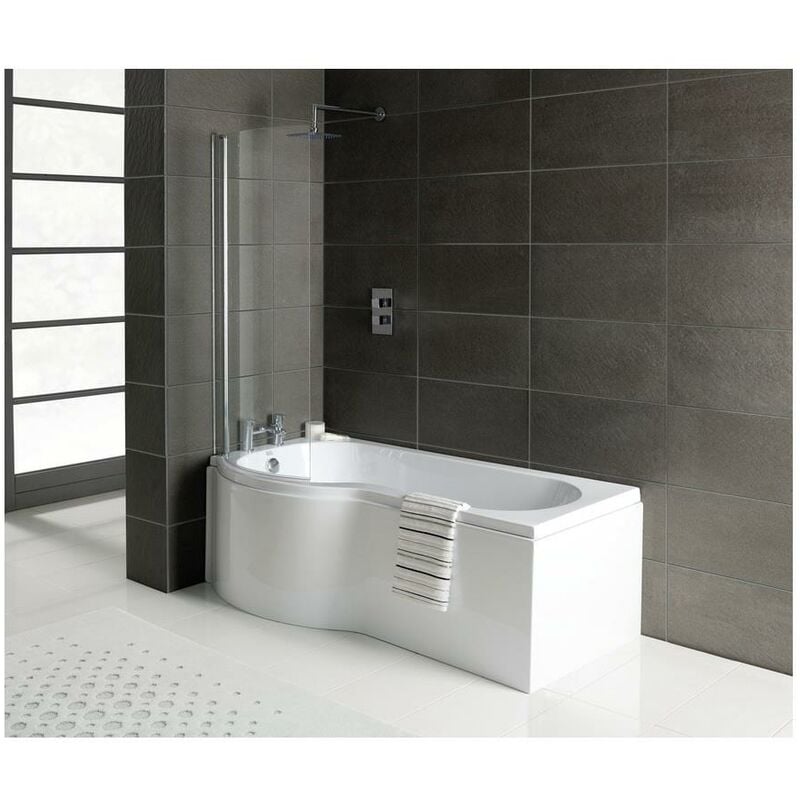 Aquarius - Splash 1700mm x 700mm l/h Shower Bath, Screen And Front Panel Set - White