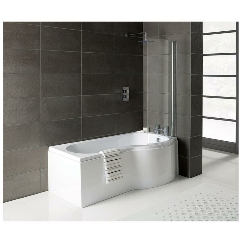 Aquarius - Splash 1700mm x 700mm r/h Shower Bath, Screen And Front Panel Set - White