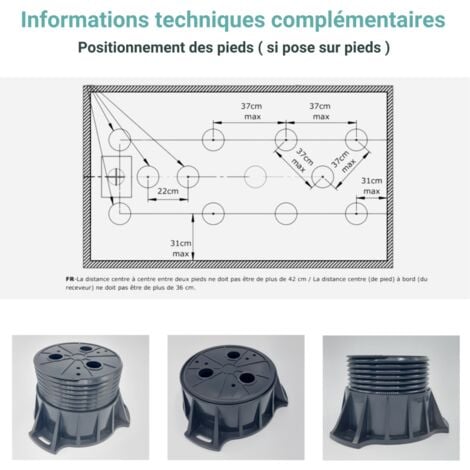 AQUASSISTANCES Aquasani Kit 8 pieds réglable pour receveur de douche