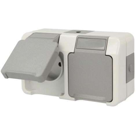 AQUASTAR Prise Schuko double gris clair