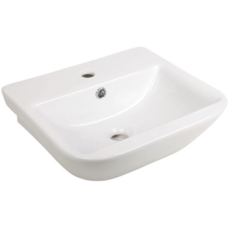 'aquaSu® Handwaschbecken leNado, 45 cm breit, kleiner Waschtisch in eckiger Form, Waschbecken in weiß