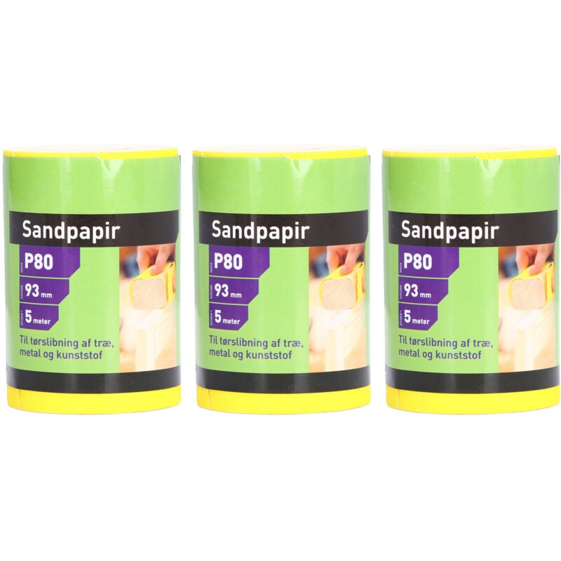 Image of aqxreight 3er-Rolle Schleifpapier, Körnung 80, zum Polieren und für Holzbearbeitung und mehr