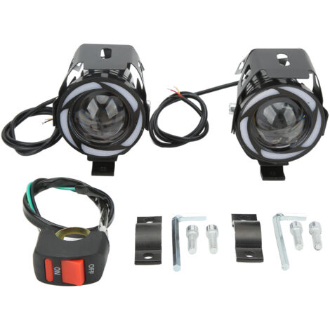 aqxreight Farbiger LED-Angel-Eye-Projektor für Motorrad, universelles Blinklicht, Fern- und Abblendlicht, für Auto, LKW, Boot, IP68