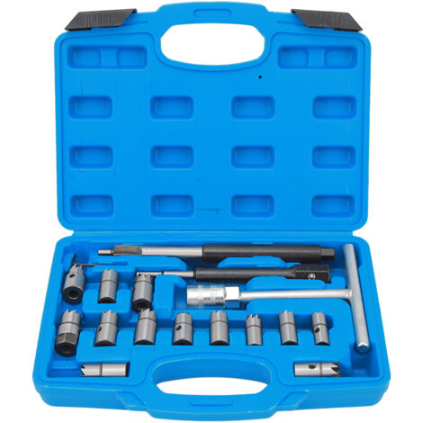 aqxreight Injecteur Siège Fraisage Ensemble 17 Pcs en Acier Au Carbone Alésoir De Nettoyage Démonter Outil Kit avec Heavy Duty Cas pour