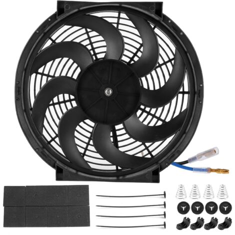 aqxreight - ventilateur de refroidissement de radiateur électrique universel noir de 14 pouces 80W pièces modifiées de voiture avec kit de montage.