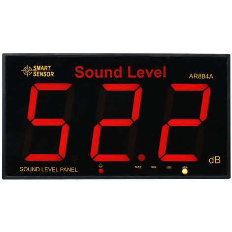 AR884A Sonomètre avec grand écran LCD Sonomètre numérique mural Bruitomètre numérique Testeur de surveillance des décibels Instrument de mesure du volume sonore 30-130dB Mesure, Noir