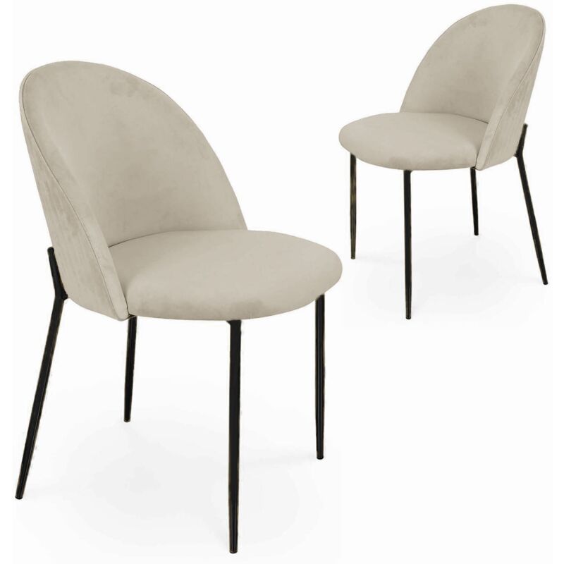 Deco In Paris - arabel - Lot de 2 chaises design en velours beige pieds noirs arabel