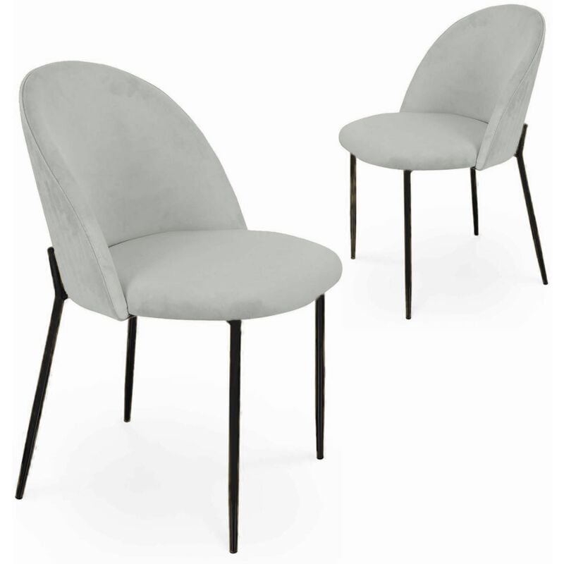 Deco In Paris - arabel - Lot de 2 chaises design en velours gris pieds noirs arabel