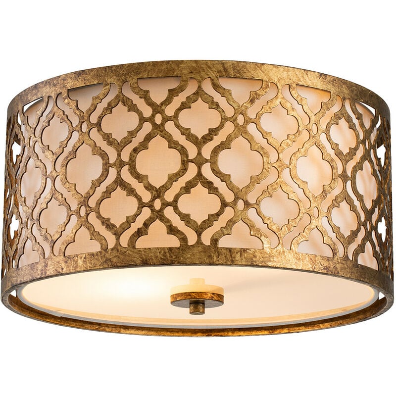 Arabella - 2 Light Flush Mount Ceiling Light Gold, E27 - Elstead